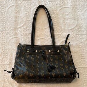 Dooney & Bourke Black and Brown Shoulder Bag with Leather Trim